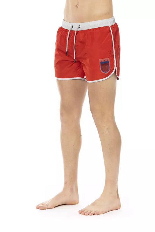 Bikkembergs Red Polyester Men Swim Short $163.00 Bikkembergs Luzworld