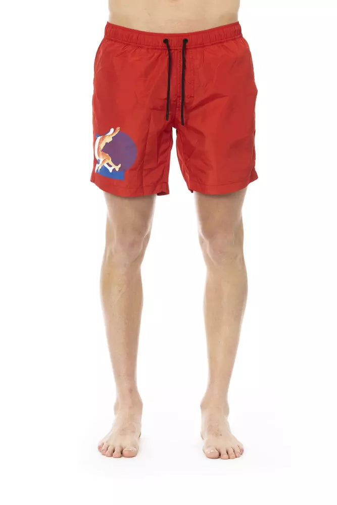 Bikkembergs Red Polyester Men Swim Short $167.00 Bikkembergs Luzworld