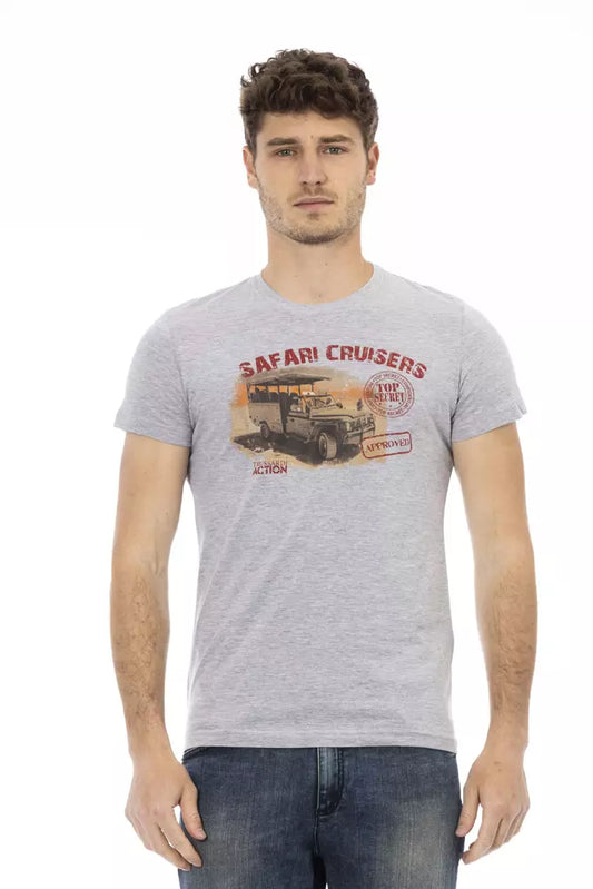 Trussardi Action Gray Cotton Men T-Shirt $130.00 Trussardi Action Luzworld