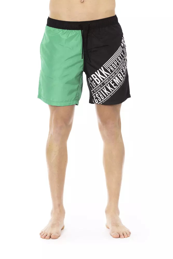 Bikkembergs Green Polyester Men's Swim Short $174.00 Bikkembergs Luzworld