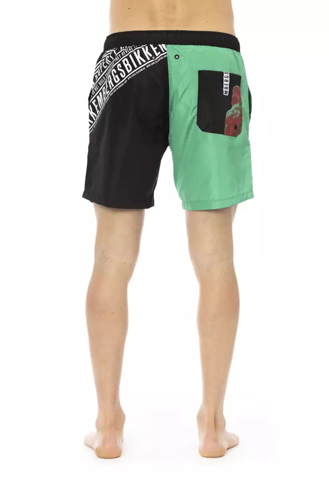 Bikkembergs Green Polyester Men's Swim Short $174.00 Bikkembergs Luzworld
