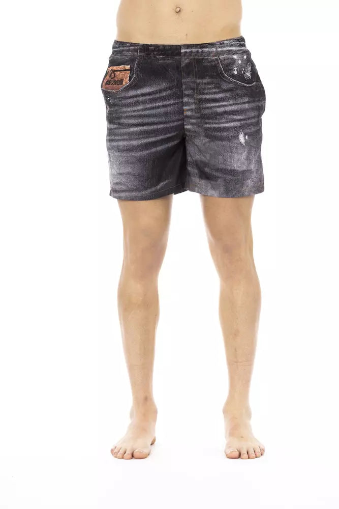 Just Cavalli Black Polyester Men's Swim Short $193.00 Just Cavalli Luzworld