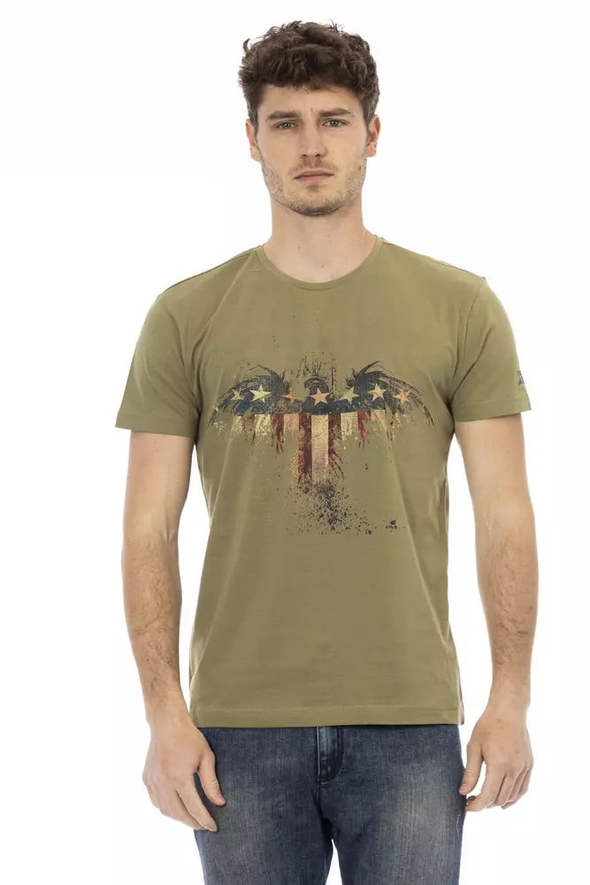 Trussardi Action Green Cotton Men T-Shirt $130.00 Trussardi Action Luzworld
