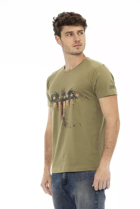 Trussardi Action Green Cotton Men T-Shirt $130.00 Trussardi Action Luzworld