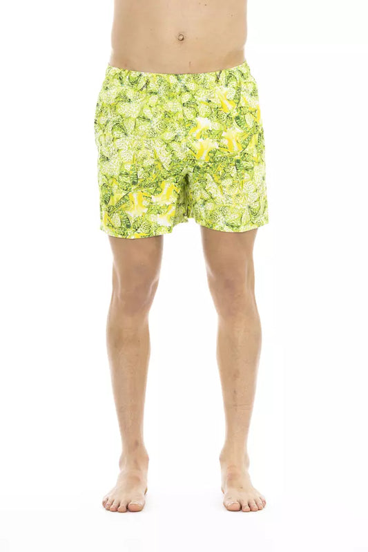 Just Cavalli Green Polyester Men Swim Short $193.00 Just Cavalli Luzworld