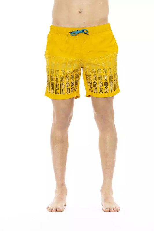 Bikkembergs Yellow Polyester Men Swim Short $163.00 Bikkembergs Luzworld