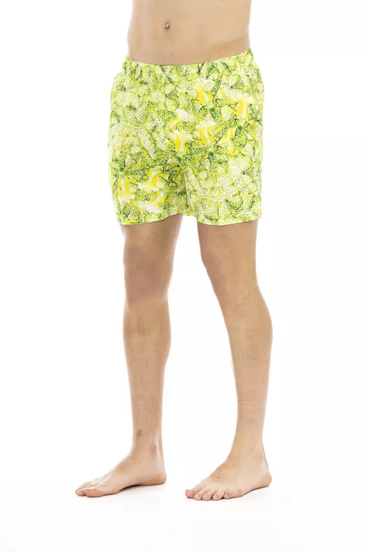 Just Cavalli Green Polyester Men Swim Short $193.00 Just Cavalli Luzworld