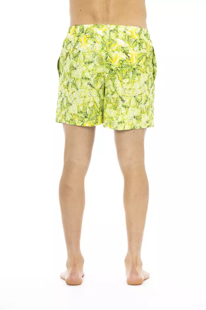 Just Cavalli Green Polyester Men Swim Short $193.00 Just Cavalli Luzworld