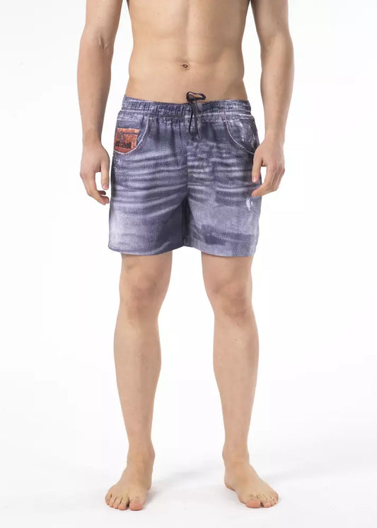Just Cavalli Blue Polyester Men Swim Short $193.00 Just Cavalli Luzworld