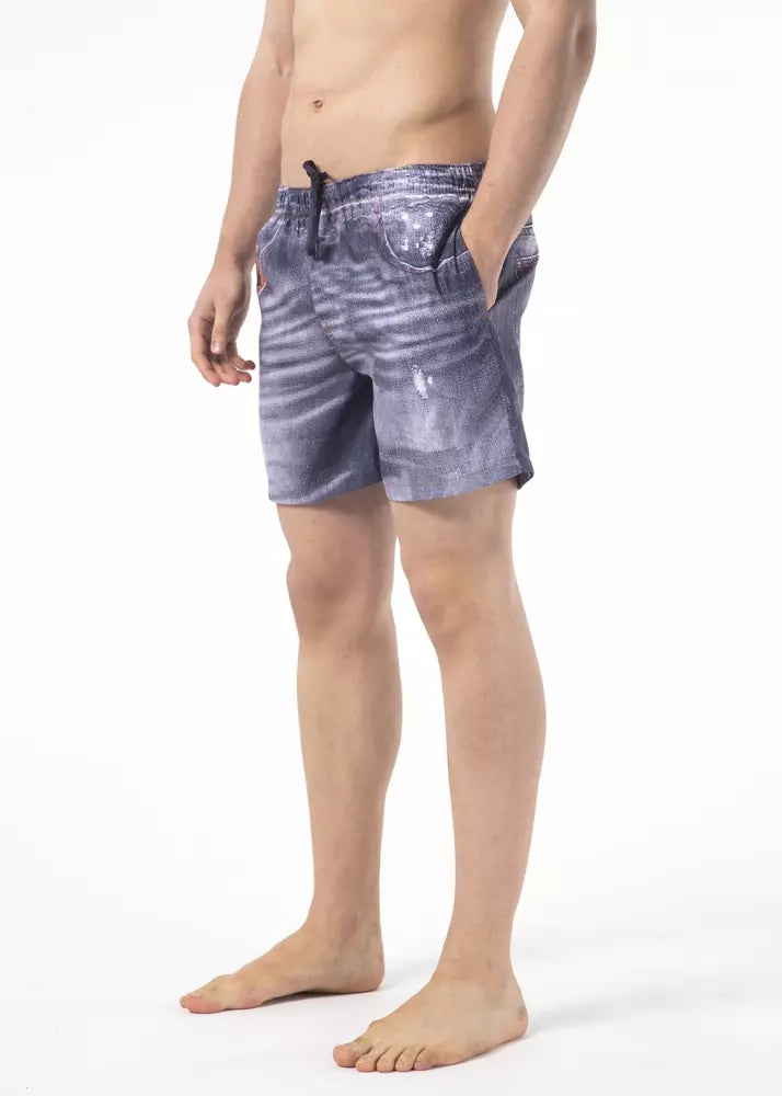Just Cavalli Blue Polyester Men Swim Short $193.00 Just Cavalli Luzworld