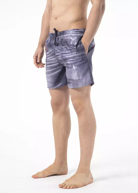 Just Cavalli Blue Polyester Men Swim Short $193.00 Just Cavalli Luzworld