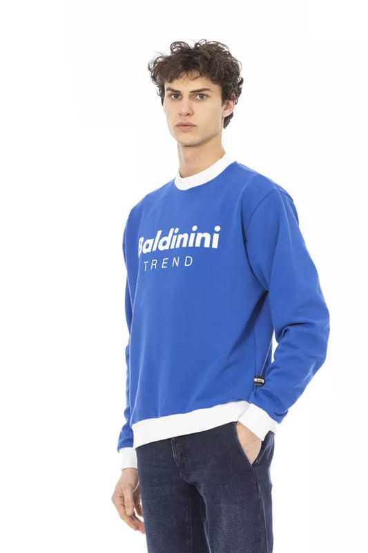 Baldinini Trend Blue Cotton Men Sweater $474.00 Baldinini Trend Luzworld