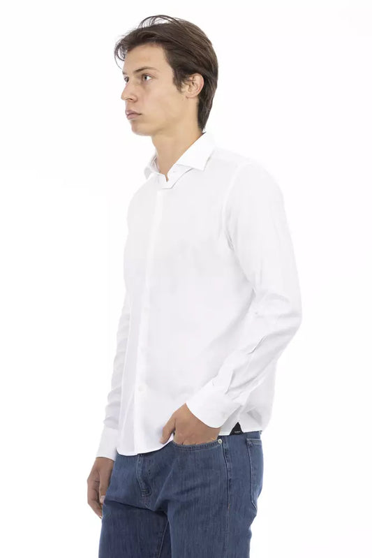 Baldinini Trend White Cotton Men Shirt $454.00 Baldinini Trend Luzworld