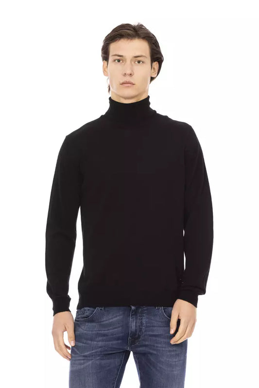 Baldinini Trend Black Fabric Men Sweater with Turtleneck Design $504.00 Baldinini Trend Luzworld