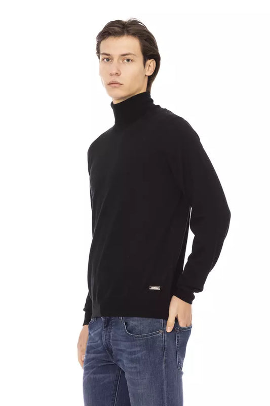 Baldinini Trend Black Fabric Men Sweater with Turtleneck Design $504.00 Baldinini Trend Luzworld