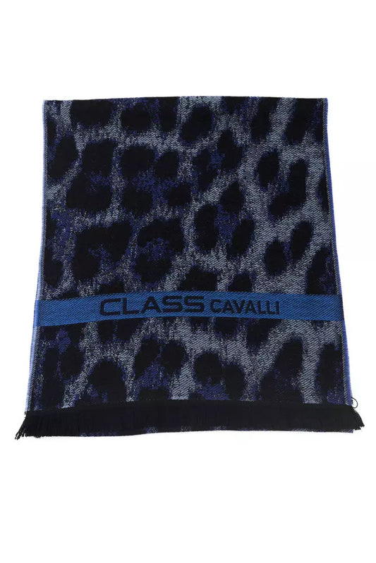 Cavalli Class Blue Wool Men Scarf $245.00 Cavalli Class Luzworld