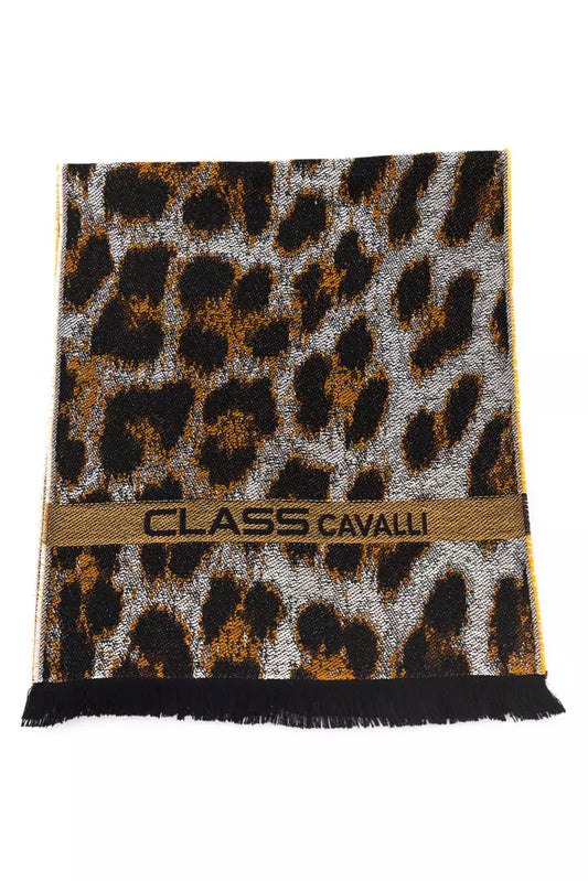 Cavalli Class Brown Wool Men Scarf $245.00 Cavalli Class Luzworld