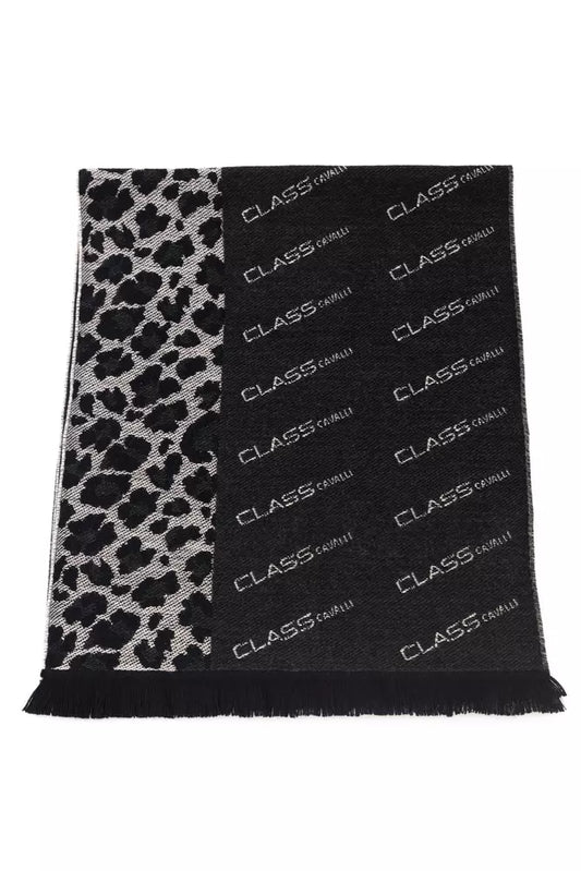 Cavalli Class Black Wool Men Scarf $245.00 Cavalli Class Luzworld