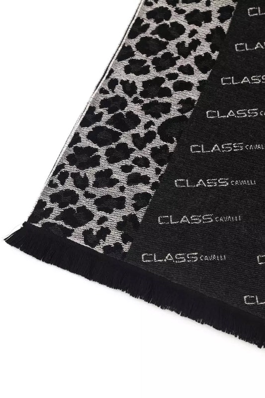 Cavalli Class Black Wool Men Scarf $245.00 Cavalli Class Luzworld