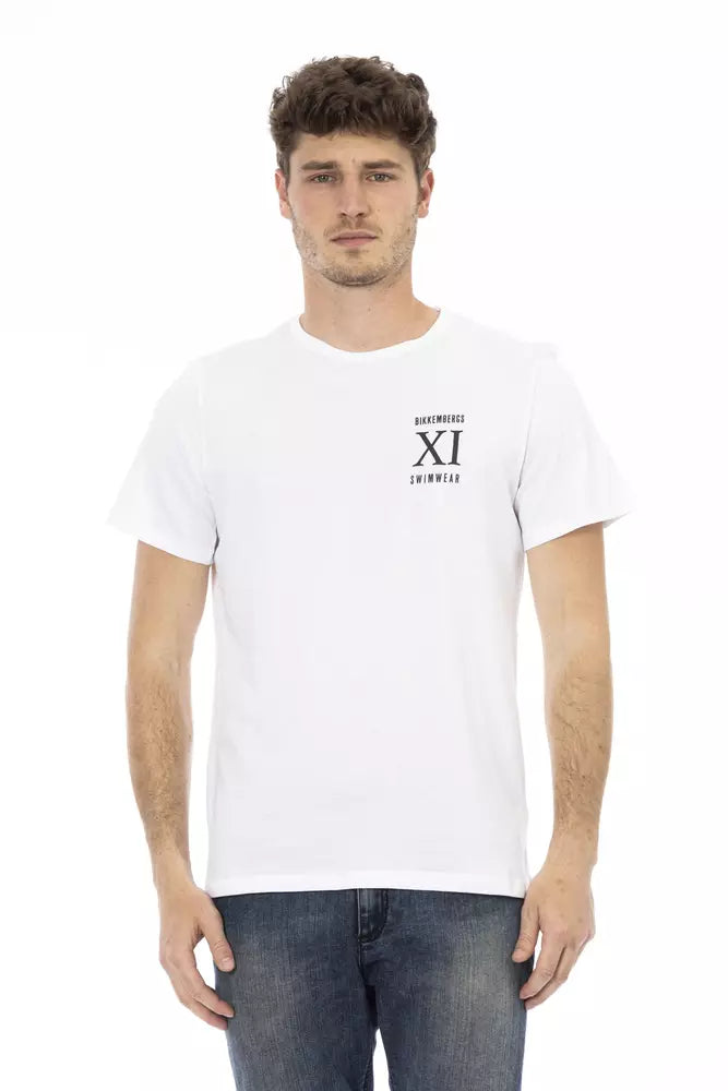 Bikkembergs Elegant White Front Print T-Shirt $135.00 Bikkembergs Luzworld