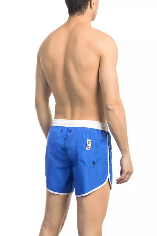 Bikkembergs Blue Polyester Men Swim Short $163.00 Bikkembergs Luzworld