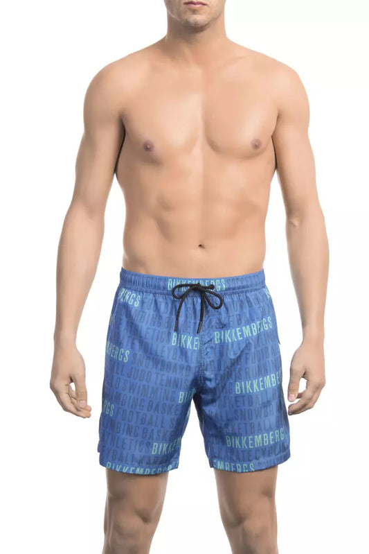 Bikkembergs Blue Polyester Men Swim Short $167.00 Bikkembergs Luzworld