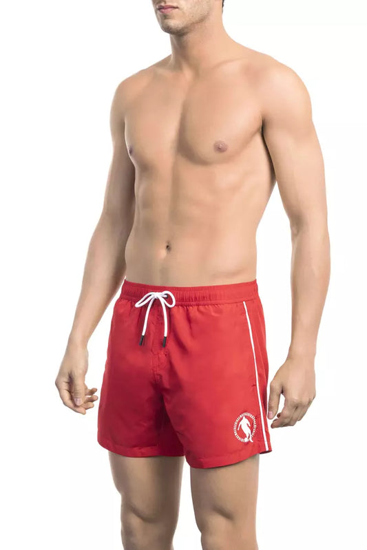Bikkembergs Red Polyester Men Swim Short $162.00 Bikkembergs Luzworld