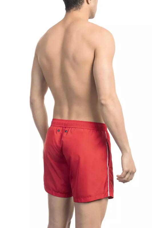 Bikkembergs Red Polyester Men Swim Short $162.00 Bikkembergs Luzworld