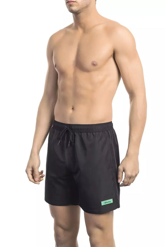 Bikkembergs Black Polyester Men Swim Short $167.00 Bikkembergs Luzworld