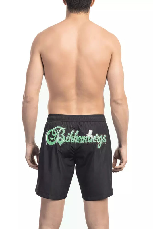 Bikkembergs Black Polyester Men Swim Short $167.00 Bikkembergs Luzworld