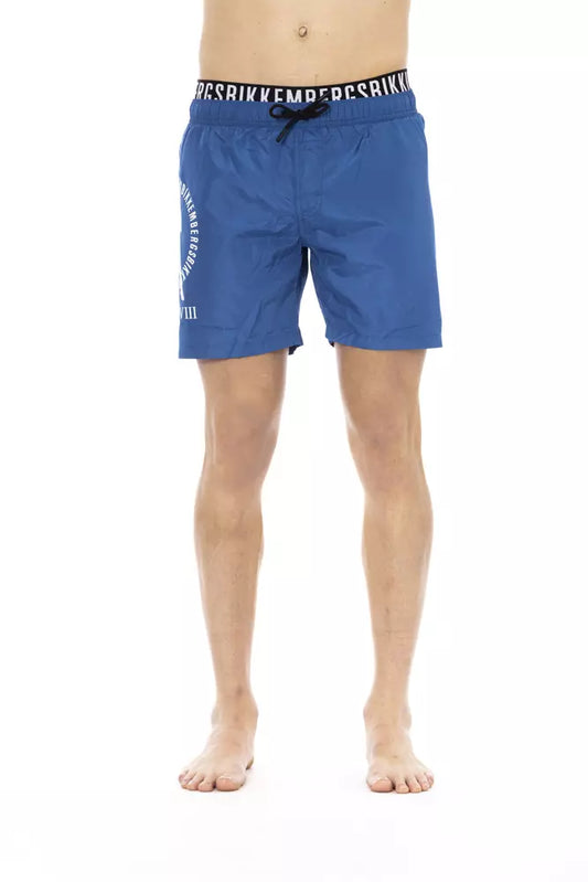 Bikkembergs Blue Polyester Men Swim Short $167.00 Bikkembergs Luzworld