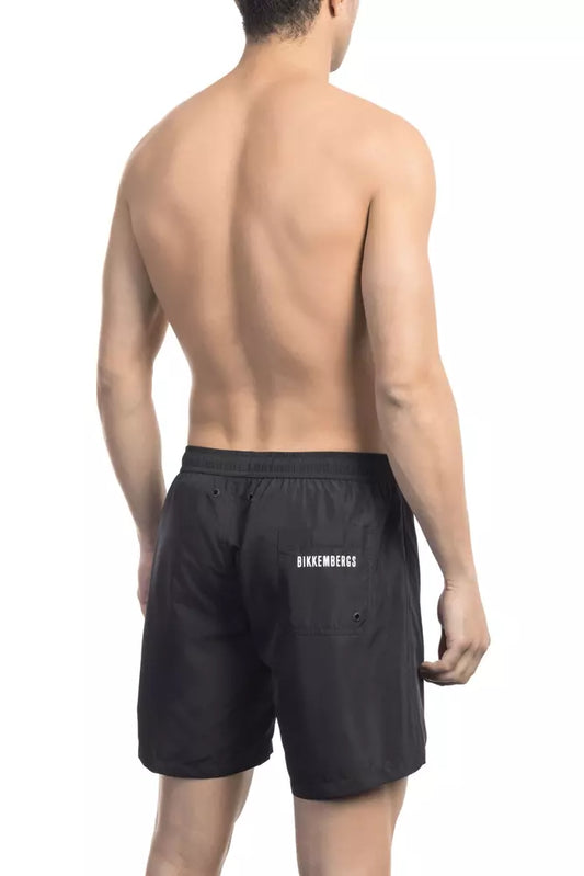 Bikkembergs Black Polyester Men Swim Short $163.00 Bikkembergs Luzworld