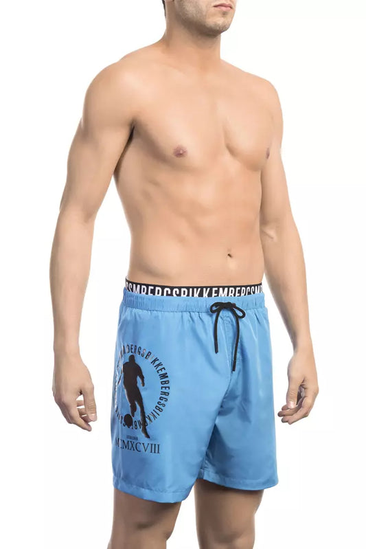 Bikkembergs Light Blue Polyester Men's Swim Short $167.00 Bikkembergs Luzworld