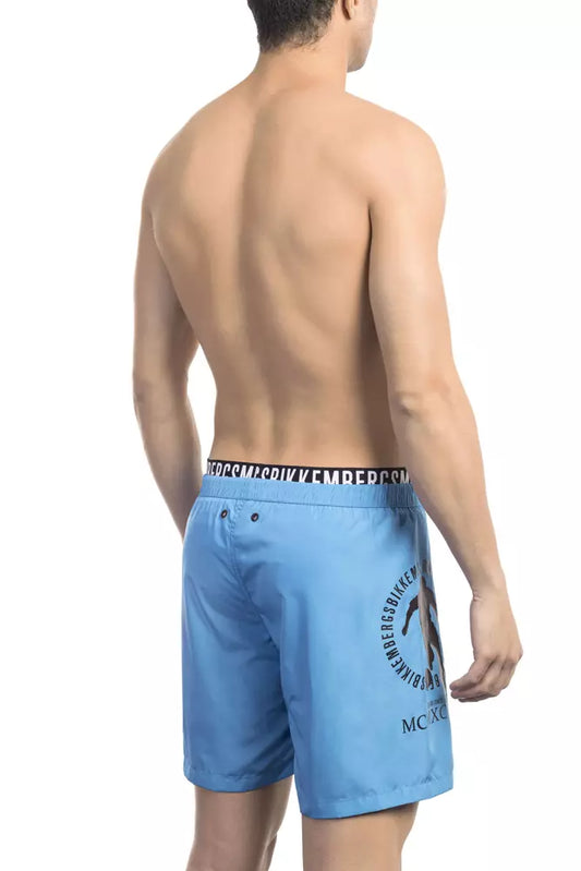 Bikkembergs Light Blue Polyester Men's Swim Short $167.00 Bikkembergs Luzworld