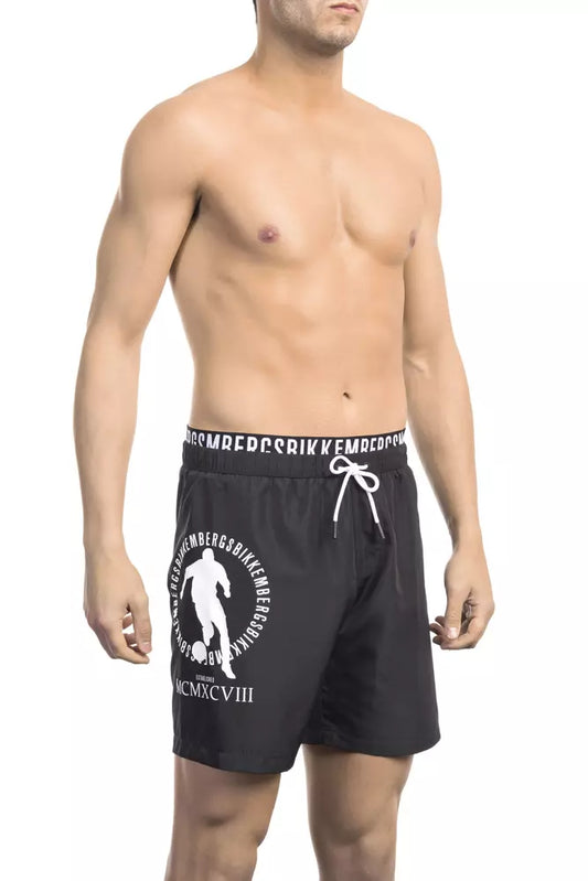 Bikkembergs Black Polyester Men Swim Short $167.00 Bikkembergs Luzworld