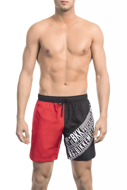 Bikkembergs Red Polyester Men Swim Short $174.00 Bikkembergs Luzworld