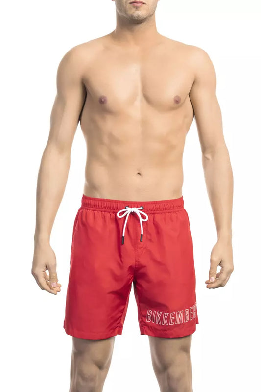 Bikkembergs Red Polyester Men Swim Short $159.00 Bikkembergs Luzworld