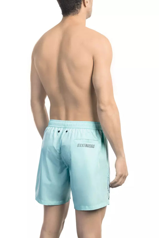 Bikkembergs Light Blue Polyester Men Swim Short $163.00 Bikkembergs Luzworld