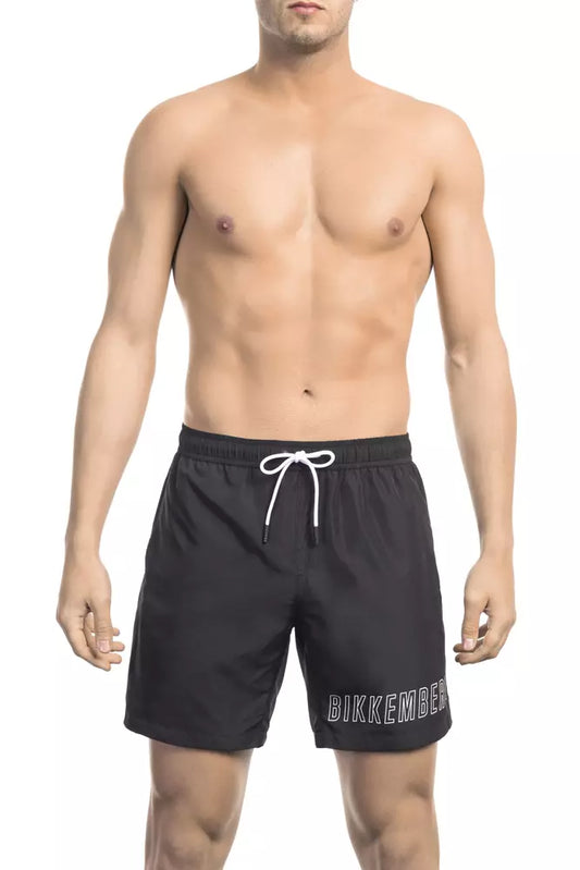 Bikkembergs Black Polyester Men Swim Short $159.00 Bikkembergs Luzworld