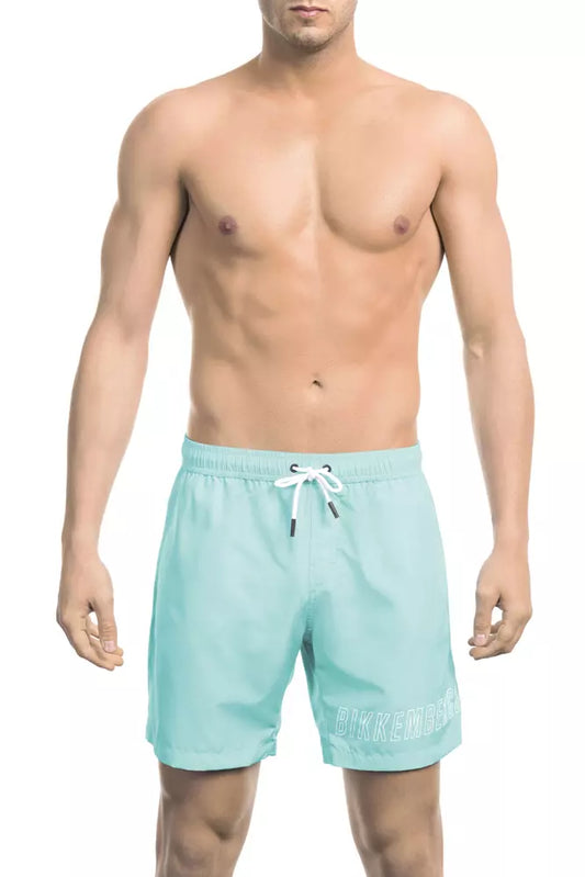 Bikkembergs Light Blue Polyester Men Swim Short $159.00 Bikkembergs Luzworld