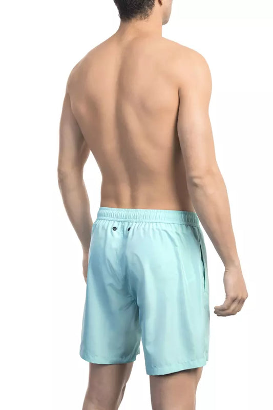 Bikkembergs Light Blue Polyester Men Swim Short $159.00 Bikkembergs Luzworld