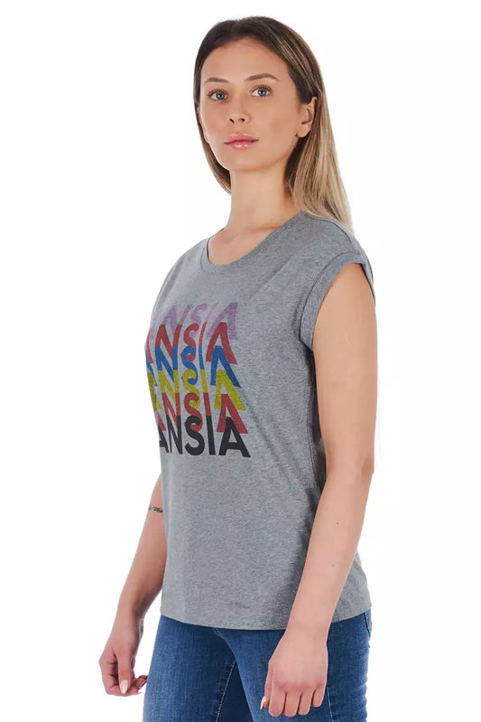 Frankie Morello Gray Cotton Women T-Shirt $183.00 Frankie Morello Luzworld
