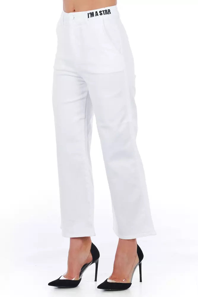 Frankie Morello White Cotton Women Cropped Trouser $446.00 Frankie Morello Luzworld