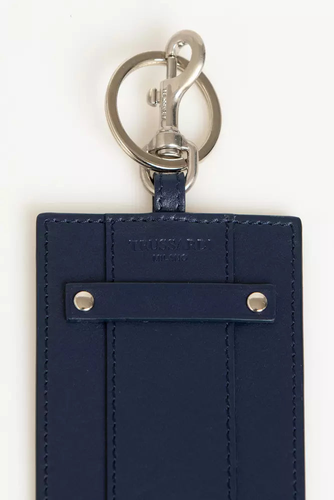 Trussardi Blue Leather Men Badge Holder
