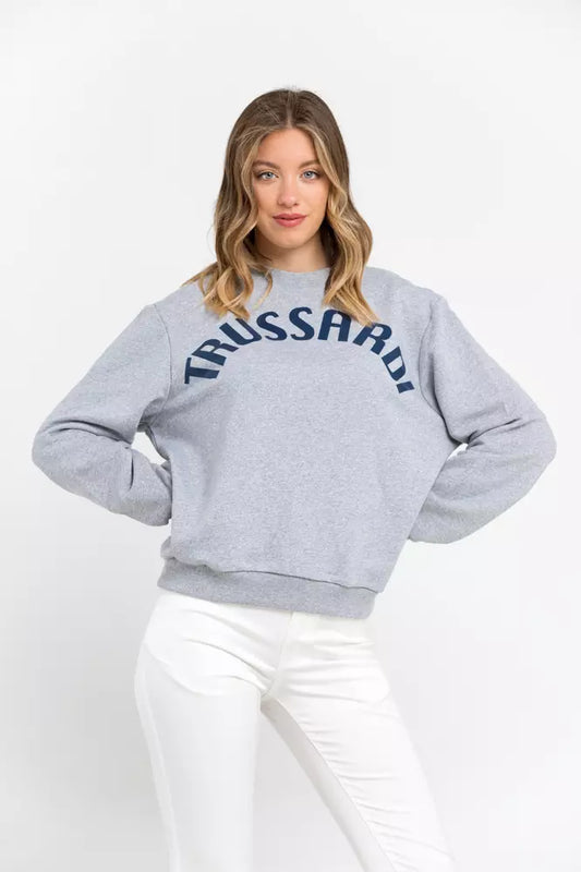 Trussardi Gray Cotton Women Sweatshirt $491.00 Trussardi Luzworld