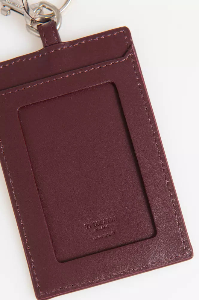 Trussardi Brown Leather Men Badge Holder $213.00 Trussardi Luzworld