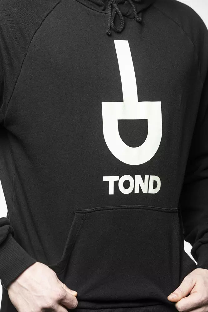 Tond Black Cotton Men Sweater with Hood $215.00 Tond Luzworld