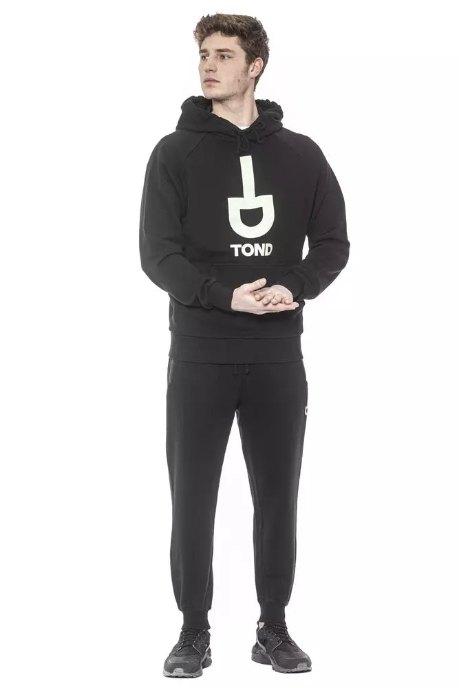 Tond Black Cotton Men Sweater with Hood $215.00 Tond Luzworld