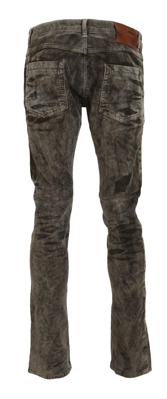 Acht Gray Washed Cotton Corduroy Slim Fit Men Jeans $249.00 Acht Luzworld