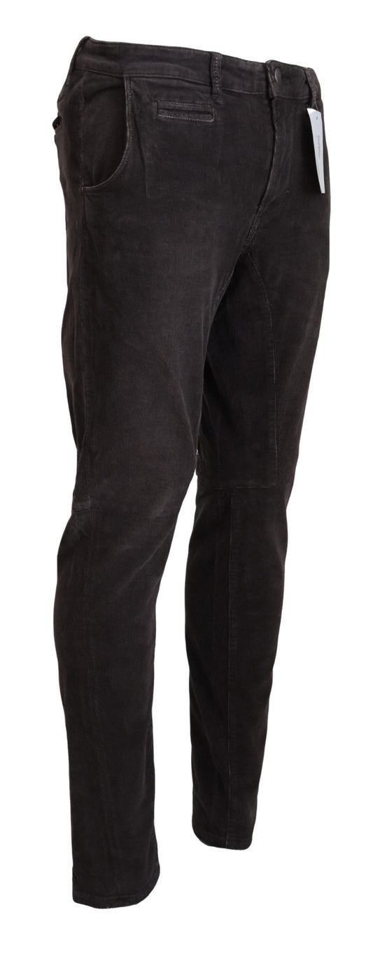 Acht Brown Cotton Straight Fit Men Casual Pants $249.00 Acht Luzworld